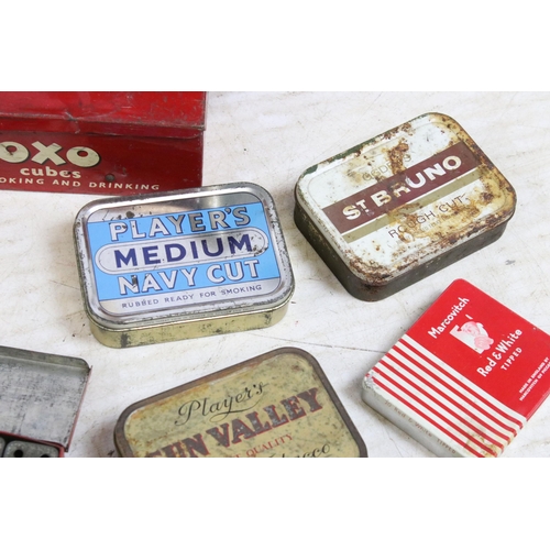 418 - Large selection of vintage advertising tobacco tins to include Player No Name tobacco, Four Square, ... 