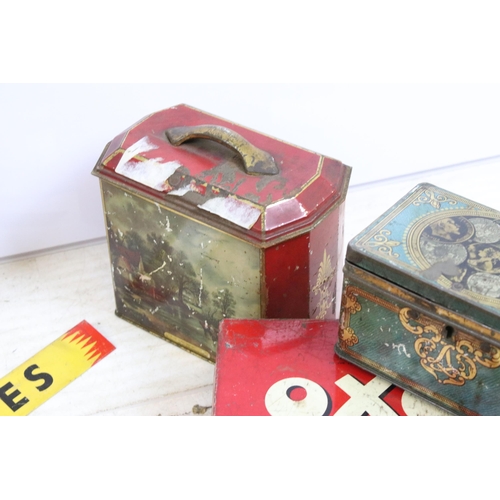 418 - Large selection of vintage advertising tobacco tins to include Player No Name tobacco, Four Square, ... 