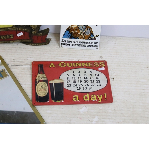 424 - Vintage advertising items to include a metal Guinness calendar sign, Will's Capstan cigarettes mirro... 