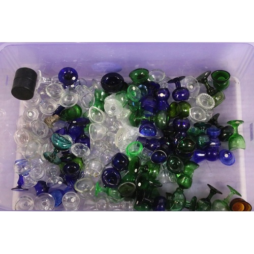 426A - Large selection of antique and vintage coloured mixed shape glass eye baths to include blue, green a... 