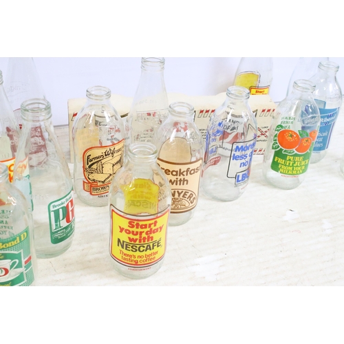 428 - Collection of eighteen mixed vintage advertising milk bottles to include PG Tips, Cadburys, Nescafe,... 