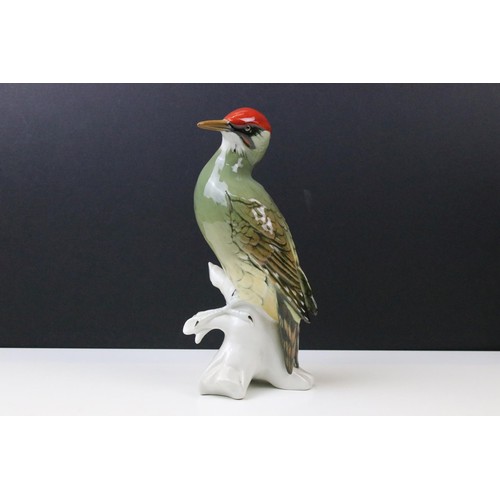 41 - Selection of five Karl Ens vintage 20th century German porcelain bird figurines, marked to underside... 