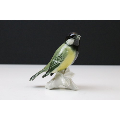 41 - Selection of five Karl Ens vintage 20th century German porcelain bird figurines, marked to underside... 