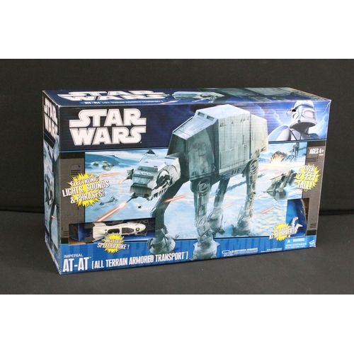 1444 - Boxed Hasbro Star Wars Imperial AT-AT All Terrain Armored Transport Super Deluxe Vehicle set, opened... 