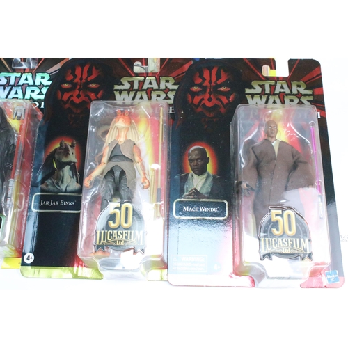 1447 - Star Wars - 16 Hasbro Black Anniversary figures to include 6 x Episode I, 4 x Power of the Force, an... 