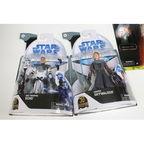 1447 - Star Wars - 16 Hasbro Black Anniversary figures to include 6 x Episode I, 4 x Power of the Force, an... 