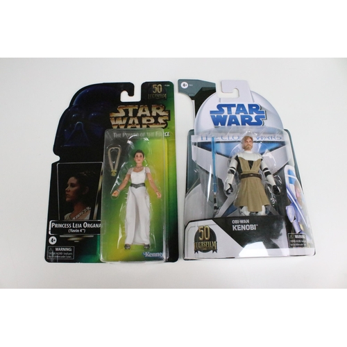 1447 - Star Wars - 16 Hasbro Black Anniversary figures to include 6 x Episode I, 4 x Power of the Force, an... 