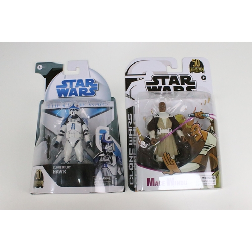 1447 - Star Wars - 16 Hasbro Black Anniversary figures to include 6 x Episode I, 4 x Power of the Force, an... 