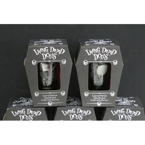 1447A - Five boxed Living Dead Dolls Ltd edn (502/666) Hand Etched Collectible Barware Series I featuring Sa... 