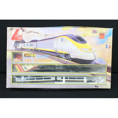 170 - Jouef HO gauge Eurostar locomotive & coach set of four contained within Lima box, plus 10 x items of... 