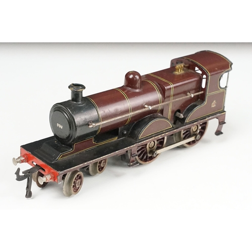 101 - O gauge 4-4-0 '999' locomotive & tender in maroon livery, unmarked