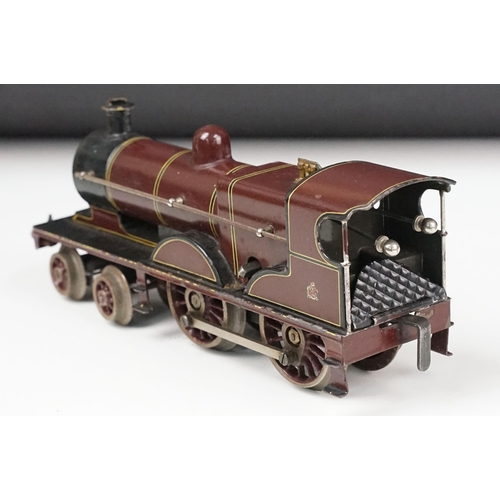 101 - O gauge 4-4-0 '999' locomotive & tender in maroon livery, unmarked