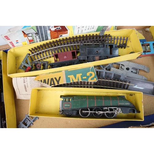 116 - Group of Hornby Dublo to include Golden Fleece locomotive, 2 x coaches and track (very poor box) plu... 