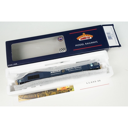 135 - Boxed Bachmann OO gauge DCC Ready Blue Riband 32-729 Class 66 Diesel 66405 Blue Malcolm Logistics Se... 