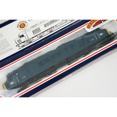 136 - Four boxed Bachmann OO gauge locomotives to include 31-078 Class 46 Peak Diesel D181 Blue, 31-553 V2... 
