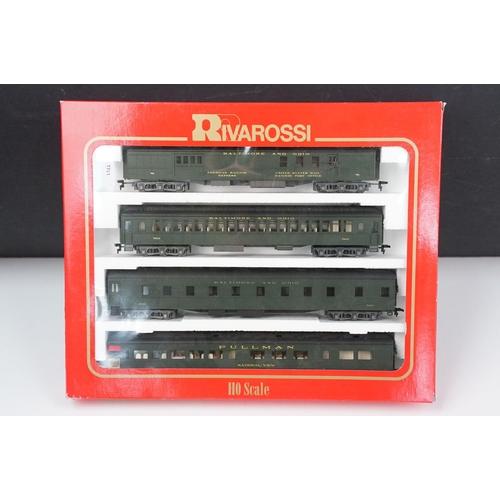 144 - Three boxed Rivarossi HO gauge locomotives / coach sets to include 5452 4-6-4 Hudson Chesapeake & Oh... 