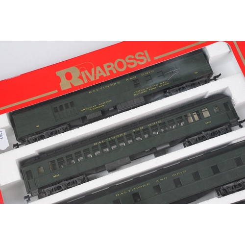 144 - Three boxed Rivarossi HO gauge locomotives / coach sets to include 5452 4-6-4 Hudson Chesapeake & Oh... 