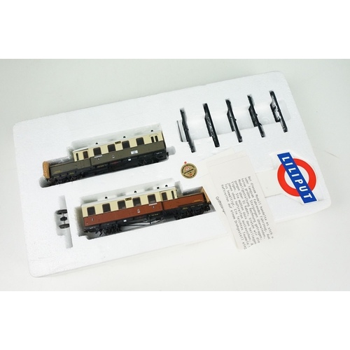 152 - Two boxed Liliput HO gauge locomotive & rolling stock sets to include 12640 DB and 2-6-0 91 1008 in ... 