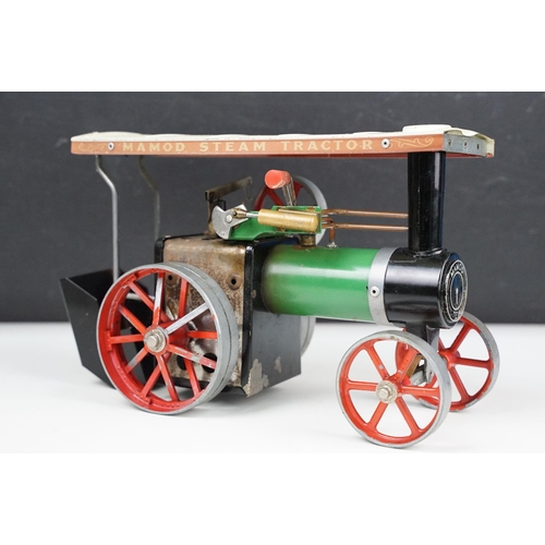 177 - Steam Engine - Boxed Mamod TE1A Steam Tractor Steam Engine, in main body green with red spoked wheel... 