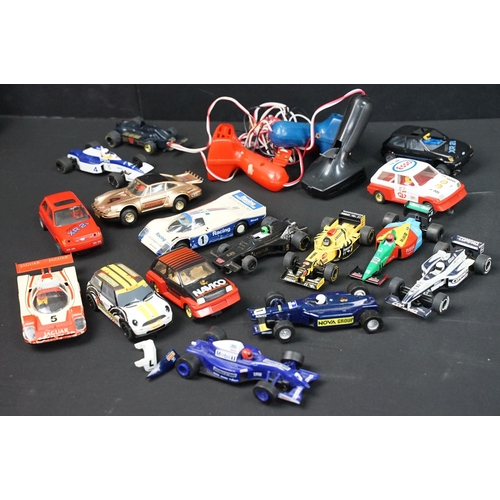 186 - Quantity of mixed Scalextric slot cars and accessories to include 3 x controllers, 16 x slot cars, e... 