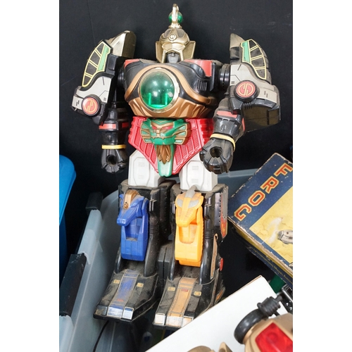 191 - Quantity of toys and collectables to include many plastic robots featuring Empire r/c Power Rangers ... 