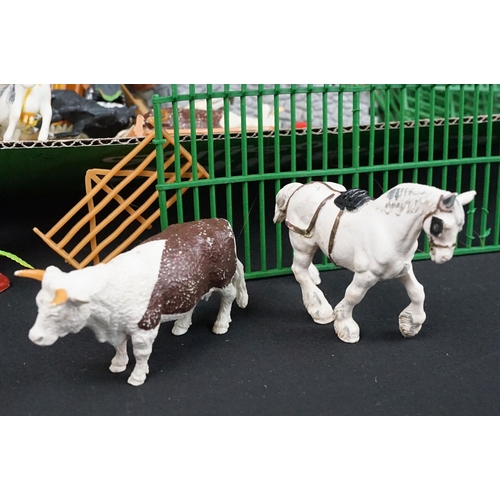 196 - Quantity of mixed plastic animal figures and accessories to include examples from Britains featuring... 