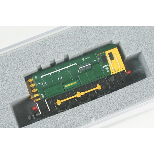 42 - Four cased Graham Farish N gauge locomotives to include Deltic, D2239 BR, 08585 Freightliner and 2-6... 