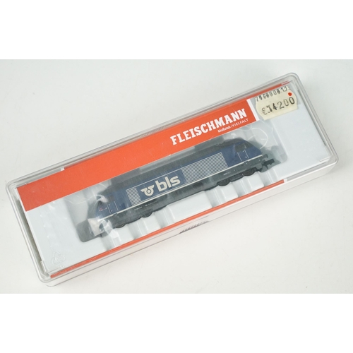 45 - Three cased Fleischmann N gauge locomotives to include 731308, 731304 & SBB CFF FFS Cargo