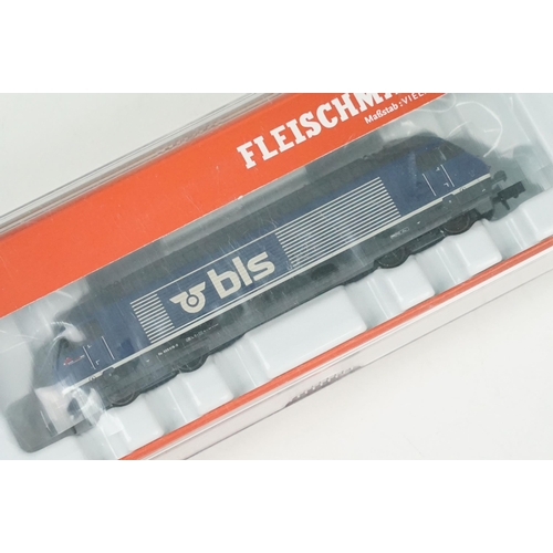 45 - Three cased Fleischmann N gauge locomotives to include 731308, 731304 & SBB CFF FFS Cargo