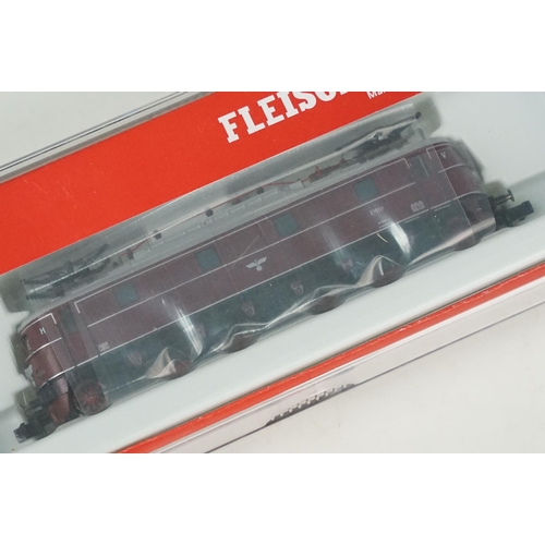 47 - Three cased Fleischmann N gauge locomotives to include 731903, 731378 & DB 2-10-0 in black livery