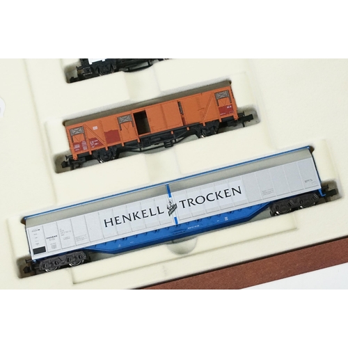 53 - Three boxed Arnold N gauge rolling stock sets to include 0440, 0152 Circus Wagen and HN6019 Bierwage... 