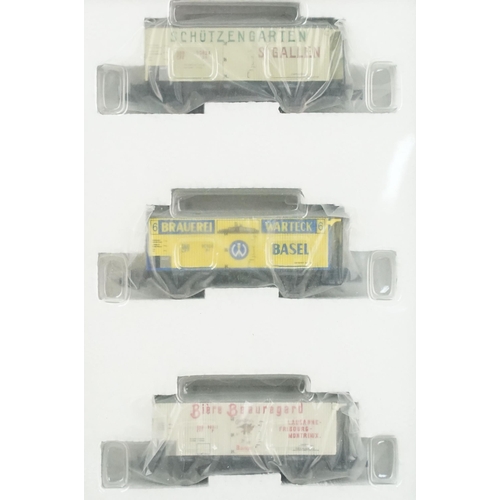 53 - Three boxed Arnold N gauge rolling stock sets to include 0440, 0152 Circus Wagen and HN6019 Bierwage... 