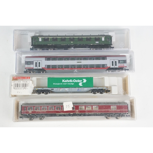 56 - 36 Boxed / cased N gauge items of rolling stock to include 24 x Fleischmann, 9 x Lima and 3 x Arnold... 