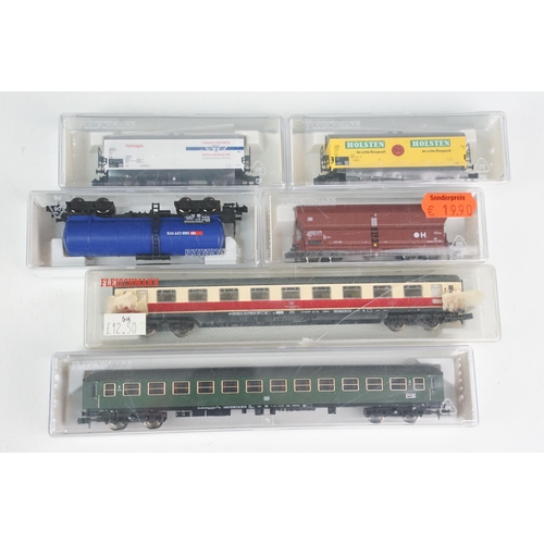 56 - 36 Boxed / cased N gauge items of rolling stock to include 24 x Fleischmann, 9 x Lima and 3 x Arnold... 