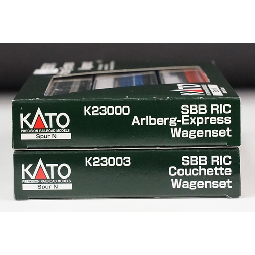 58 - Two boxed Kato N gauge Wagon Sets to include K23000 SBB RIC Airberg Express Wagenset, and K23003 SBB... 