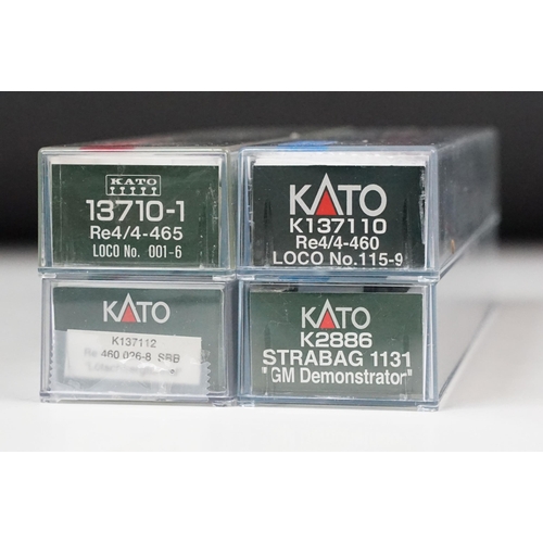 59 - Four cased Kato N gauge locomotives to include K137110 Re4/4 460 Loco No 115-9, 13710-1 Re4/4 465 Lo... 