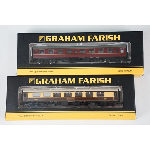 61 - 30 Boxed Graham Farish N gauge items of rolling stock to include 374-061 MK1 SK Corridor Second Coac... 