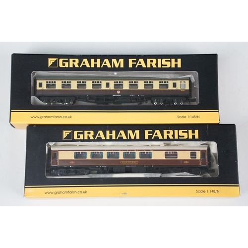 61 - 30 Boxed Graham Farish N gauge items of rolling stock to include 374-061 MK1 SK Corridor Second Coac... 