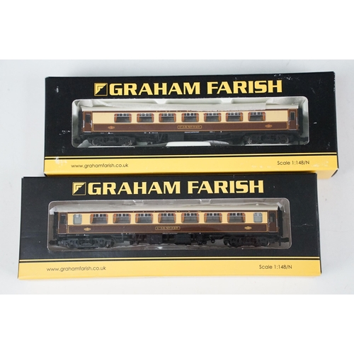 61 - 30 Boxed Graham Farish N gauge items of rolling stock to include 374-061 MK1 SK Corridor Second Coac... 