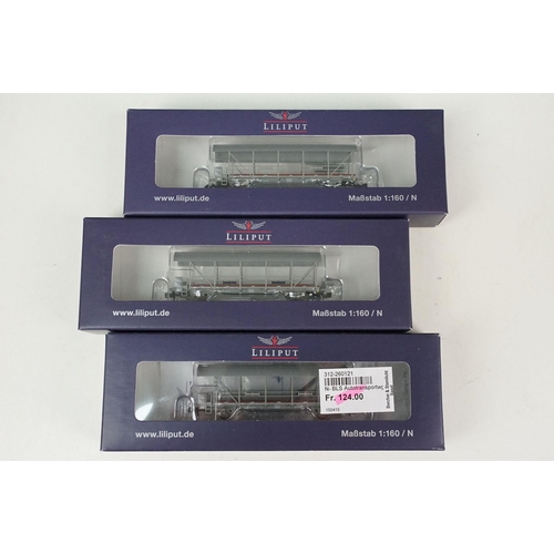 62 - Two boxed Liliput N gauge rolling stock sets to include L260120 4 wagon set nr 1 set and L2601213 wa... 