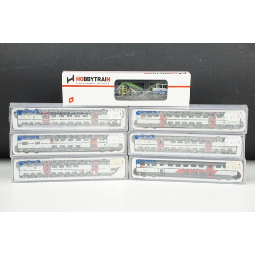 65 - Boxed / cased HobbyTrain N gauge H23562 Robel TM 235 BLS plus 6 x cased HobbyTrain items of rolling ... 