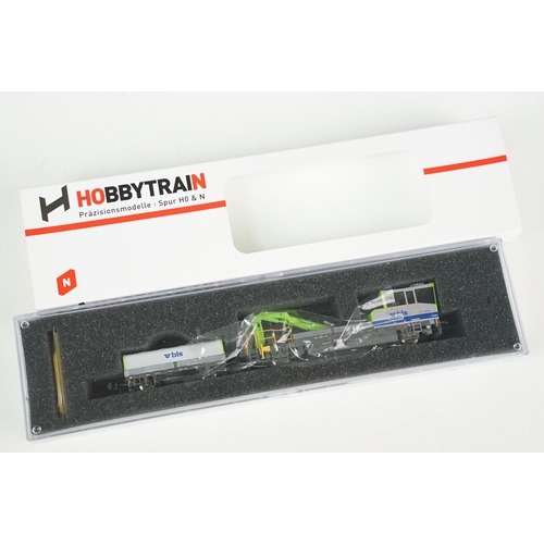 65 - Boxed / cased HobbyTrain N gauge H23562 Robel TM 235 BLS plus 6 x cased HobbyTrain items of rolling ... 