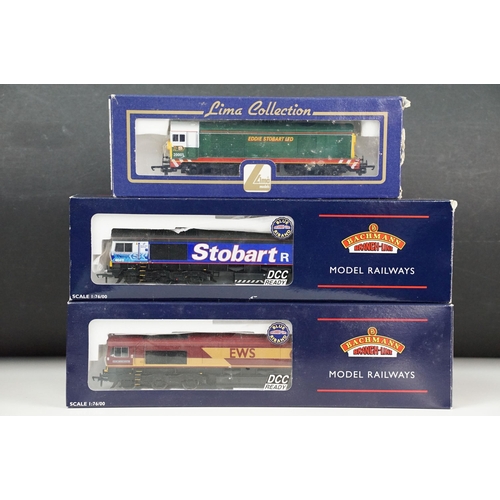 67 - Three boxed OO gauge locomotives to include 2 x Bachmann 32-730 Class 66 Diesel 66200 Railway Herita... 