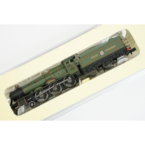 7 - Three cased / boxed Dapol N gauge ND135B Leighton Hall G crest w lined green, ND004 14XX GWR Shirtbu... 