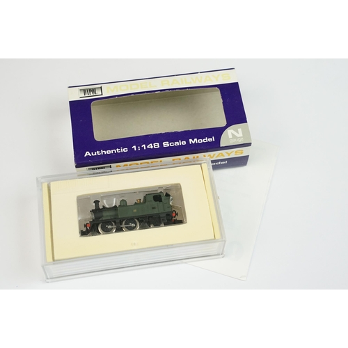 7 - Three cased / boxed Dapol N gauge ND135B Leighton Hall G crest w lined green, ND004 14XX GWR Shirtbu... 