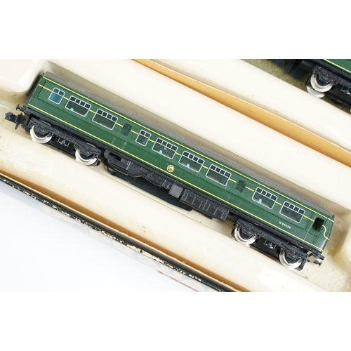 9 - Boxed Graham Farish N gauge No 8143 3 Car 57ft Diesel Motor Unit Class 101 DMBS Motorised TS & DMC B... 