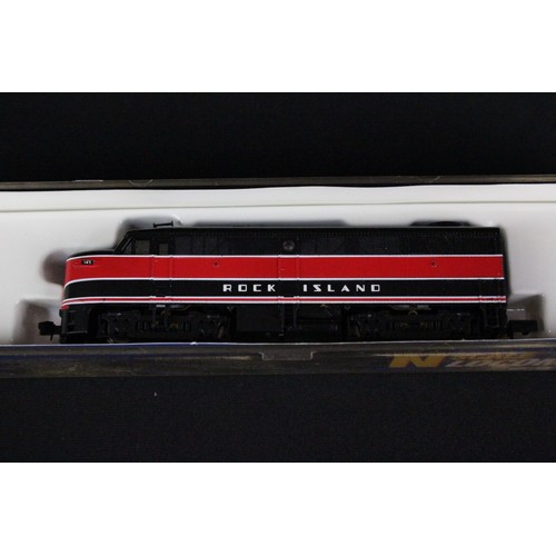 132 - Four cased N gauge locomotives to include 3 x Life Like (7030 E7 Loco A Unit FEC #1017, FA1 Locomoti... 