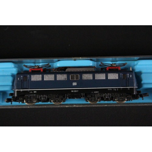 133 - Four cased N gauge locomotives to include Tomix 2110 EF3017, Fleischmann DB (replacement box) Rivaro... 