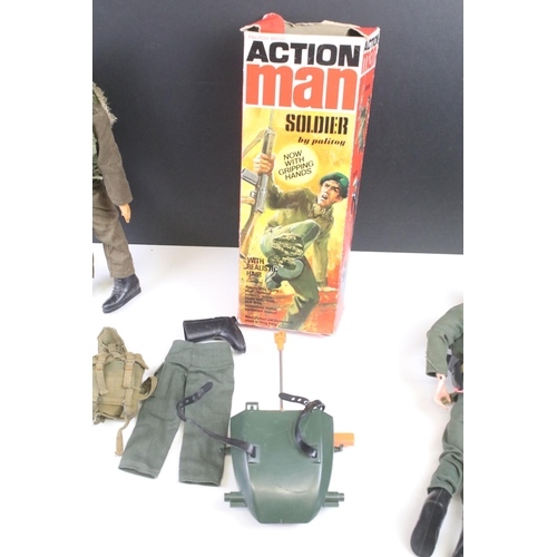 1539 - Action Man - Group of original Palitoy Action Man to include 2 x soldier figures with 1 x box (tatty... 