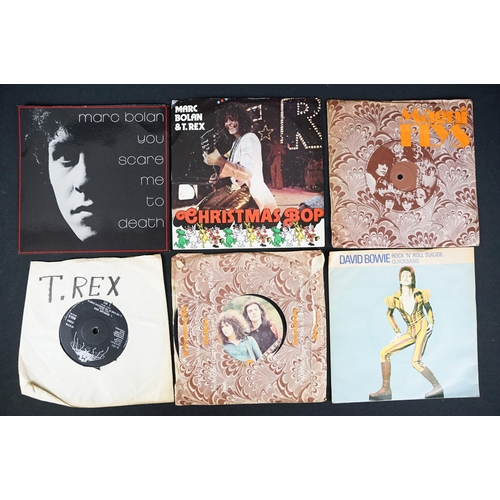 336 - Vinyl - 48 T. Rex / Marc Bolan / Tyrannosaurus Rex and David Bowie 7” singles including 29 Marc Bola... 